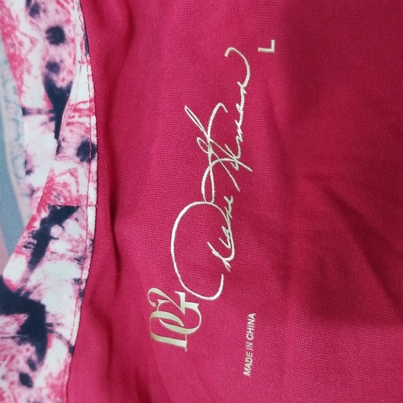 (L) DG2 by Diane Gilman Floral Print Flowy Top Built in Scarf Occasion Office - Picture 3 of 8